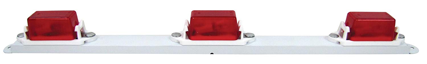 Peterson 107-3R Red Identification Mini-Light Bar - White Steel Finish - 16-1/2 Inches Long